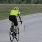 lone cyclist riding