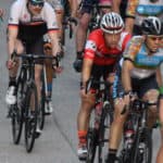 group of cyclists riding