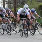 cyclists sprinting
