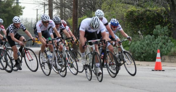 cyclists sprinting