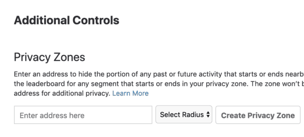 strava additional privacy zones screen