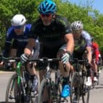 Cyclists drafting in a group