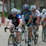 fast cycling group criterium race