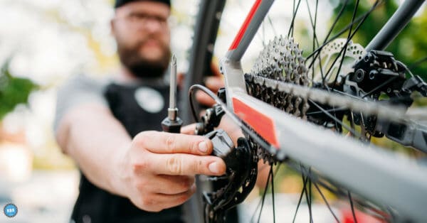 inspecting a bicycle
