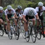 cyclists sprinting in a crit