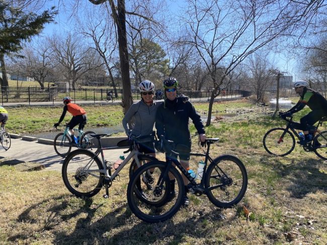 Heading out from the bed and breakfast for a greenway ride on our new gravel bikes.