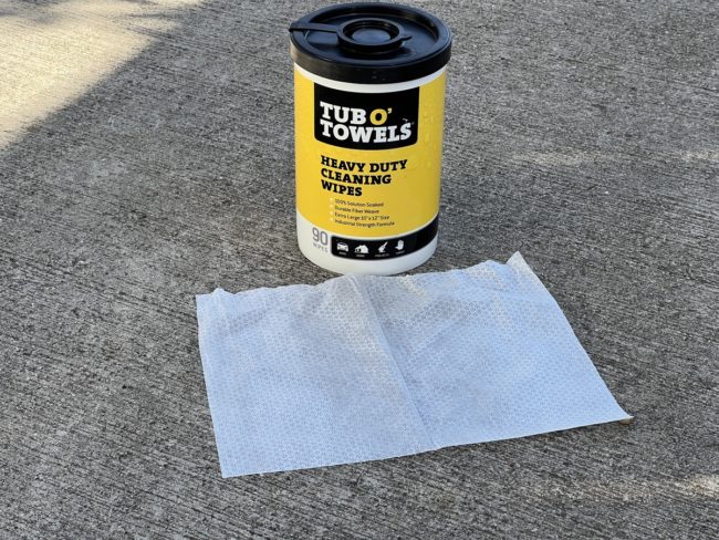 Tub O Towels with a sample towel