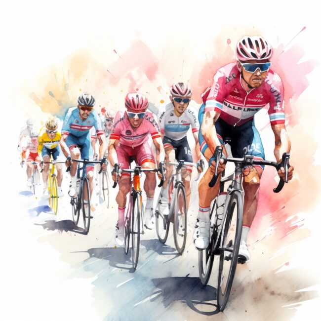 tour de france riders watercolor painting