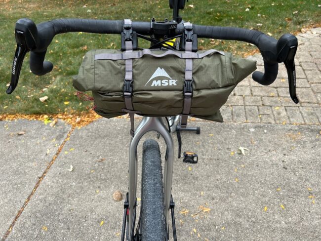 MSR tent - handlebar front view