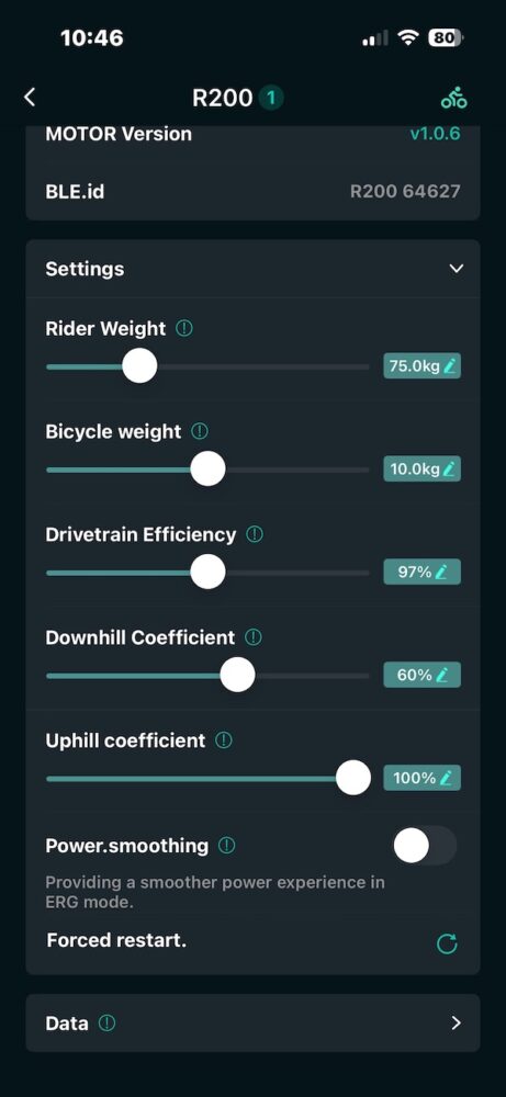 CYCPLUS R200 Smart Bike Trainer app settings