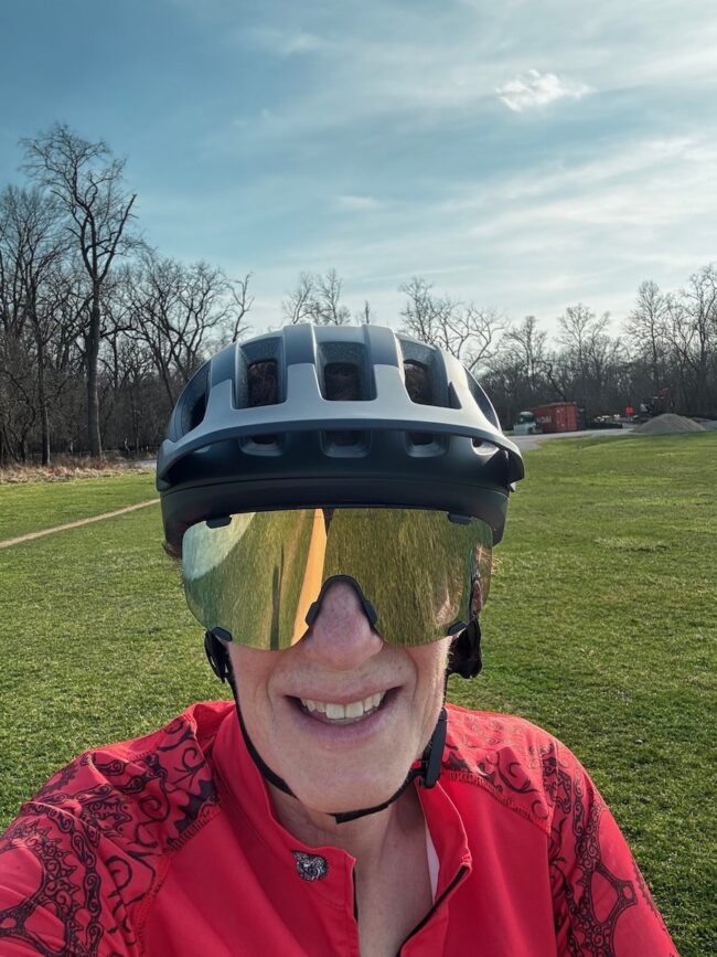 POC helmet on cyclist front view