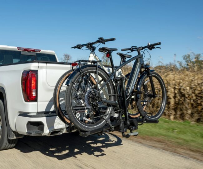 Saris Cycle-On 2-Bike Hitch Rack with e-bikes loaded