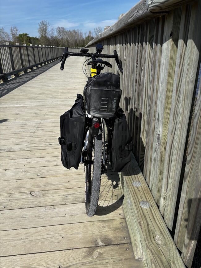 journey rack mounted on bike rear view