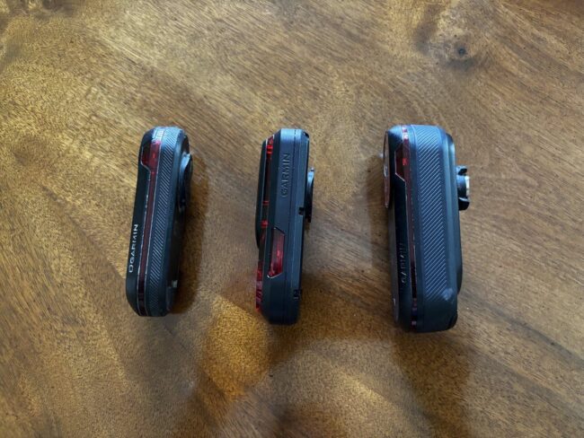 Garmin Varia RearVue 820 Radar side view comparison side by side