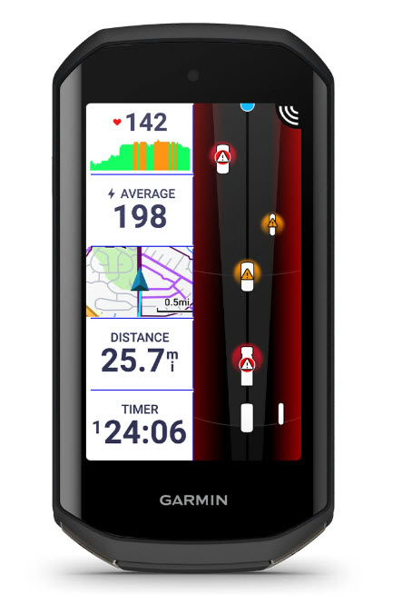Garmin Varia RearVue 820 Radar vehicle tracking screen