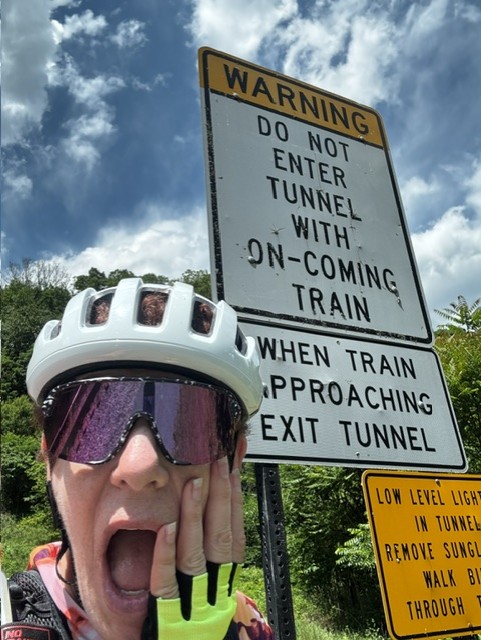 GAP and C&O Trail Cycling Adventure train warning