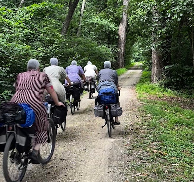 GAP and C&O Trail Cycling Adventure Mennonite women on trail