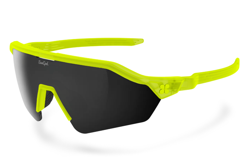 SunGod Velans 2 sunglasses side view in Aurora Yellow with 8KO smoke lens