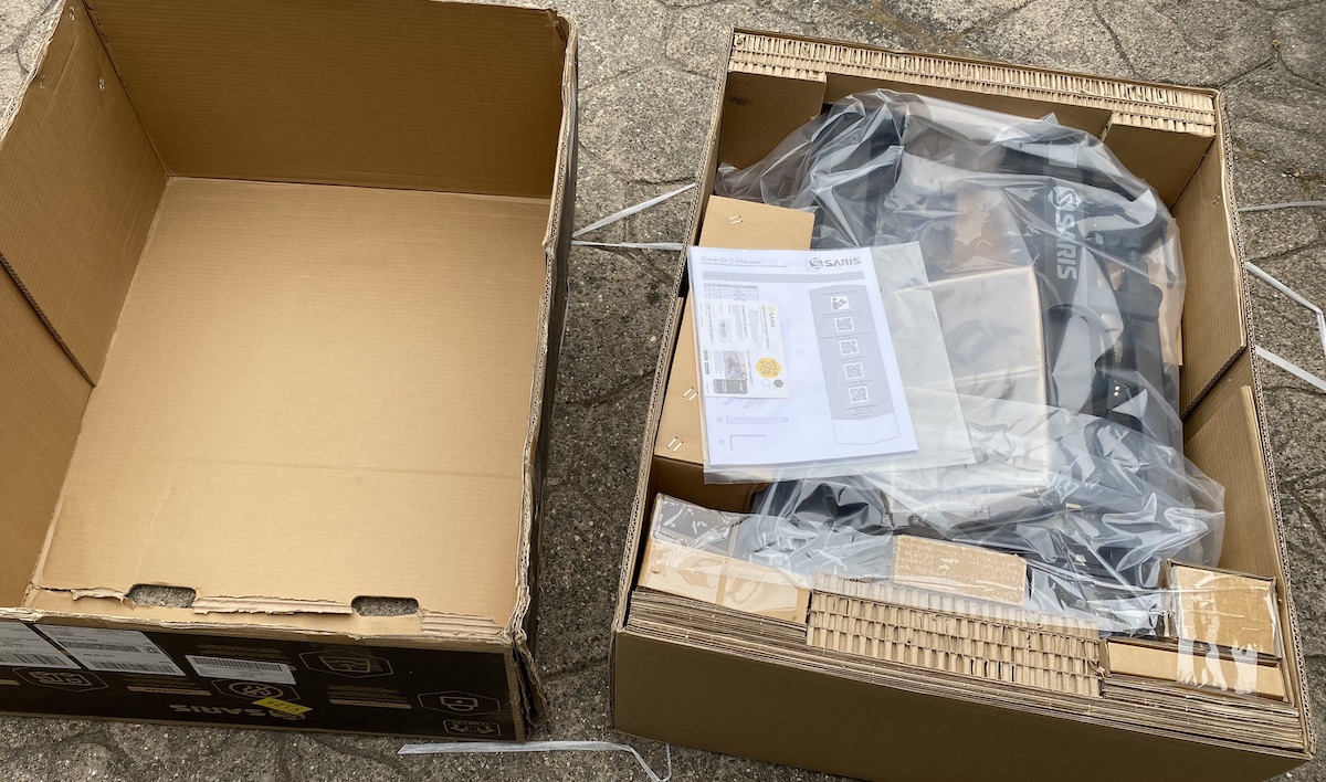 Saris Cycle-On 2 Bike Hitch Rack what is in box and packaging