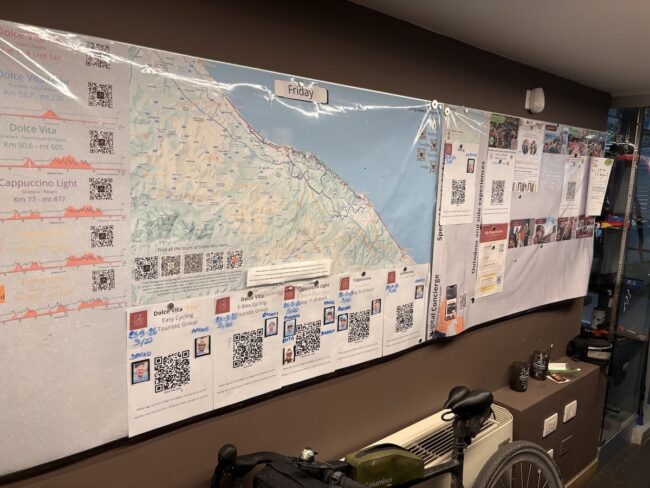 Cycling Riccione, Italy Activity Board in Bike Room