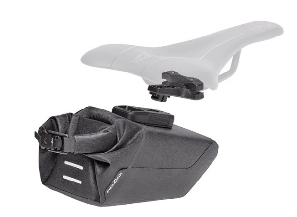 FIDLOCK PINCLIP Medium Saddle Bag + Base showing Two screws secure the mount to the saddle rails