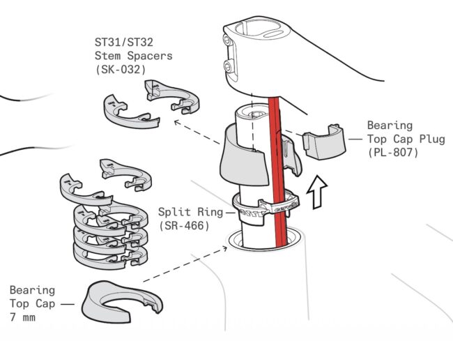 stem spacers graphic for brake hose routing