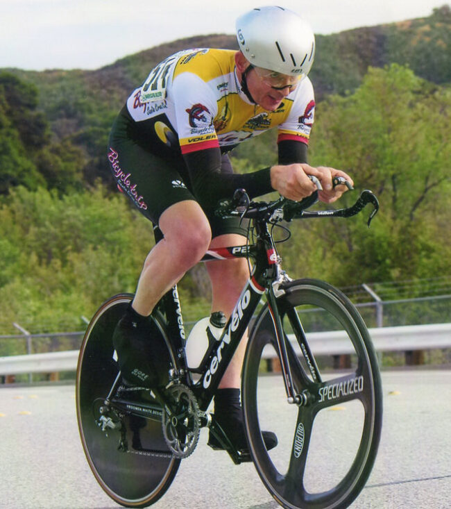 cyclist time trail Cervelo bike