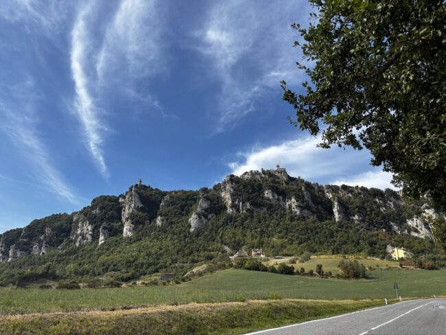 Cycling Riccione, Italy View of San Marino from the valley