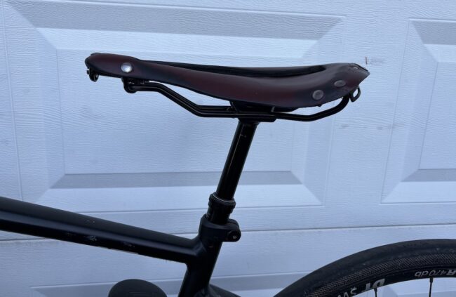 dropper post installed road bike with dropper up